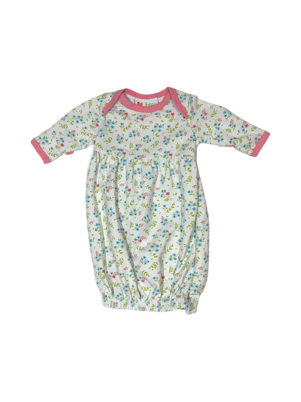 Jellybean size premie floral gown with zipper easy access